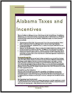 Alabama Taxes and Incentives Brochure